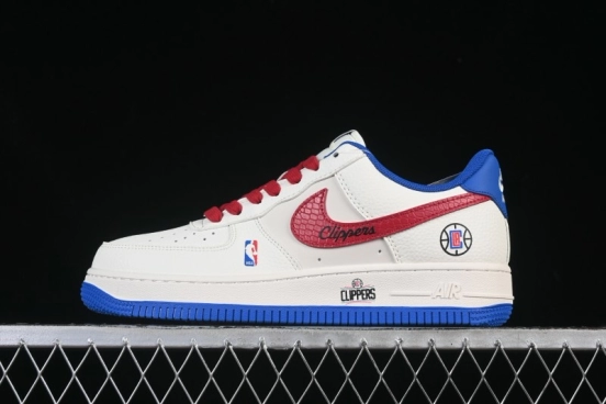 Nike Air Force 1 '07 Low NBA Collaboration Clippers Blue Red Casual Sneakers - QW5606-274