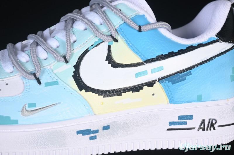 Nike Air Force 1'07 Low Hand-drawn Graffiti Electric Blue Tone Casual Sneakers - FB8917-300