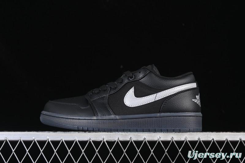 Nike Air Jordan 1 Low AJ1 Black White Canvas Patch Low Top Casual Basketball Shoes - HV5968-001