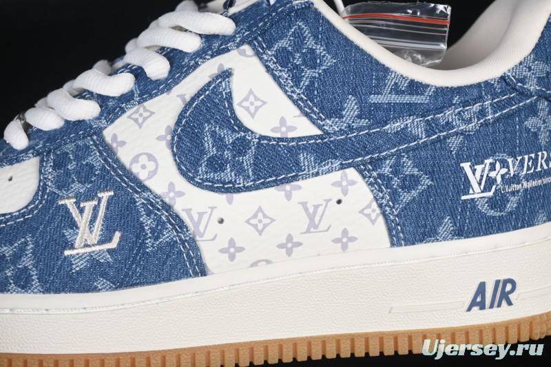 Nike Air Force 1 '07 Low LV Collaboration White Navy Blue Casual Sneakers - YF9511-813
