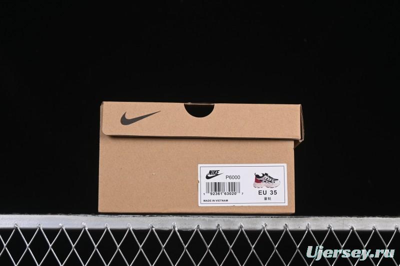 Nike P-6000 Retro Casual Sports Kids Shoes - Silver Red Black Swoosh