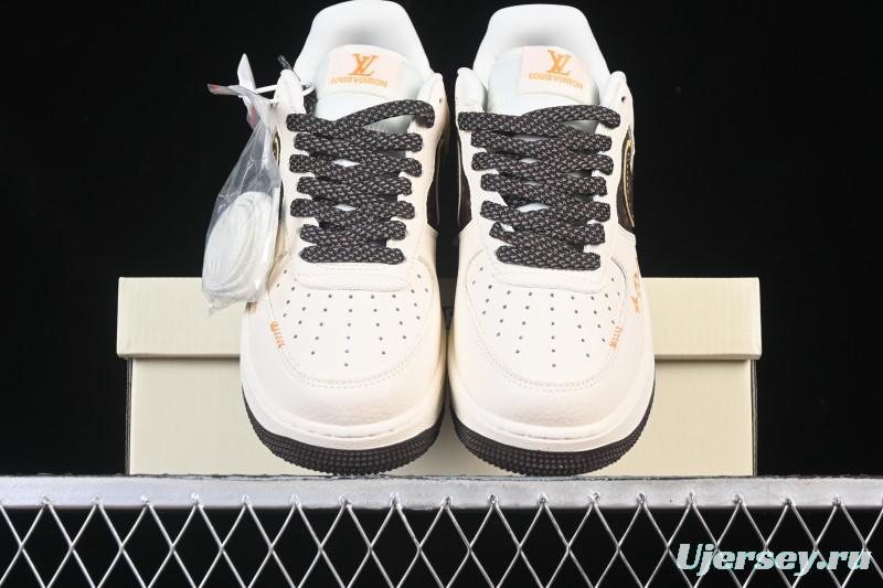 Nike Air Force 1 '07 Low LV Collaboration Beige Brown Patchwork Casual Sneakers - DD1982-302