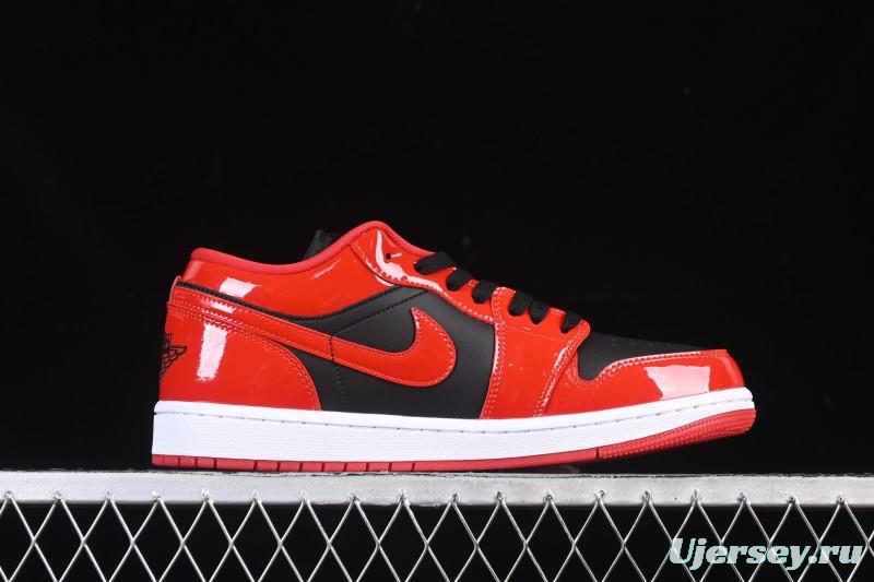 Nike Air Jordan 1 Low AJ1 Patent Leather Black Red Low-Top Casual Sneakers HV4089-006