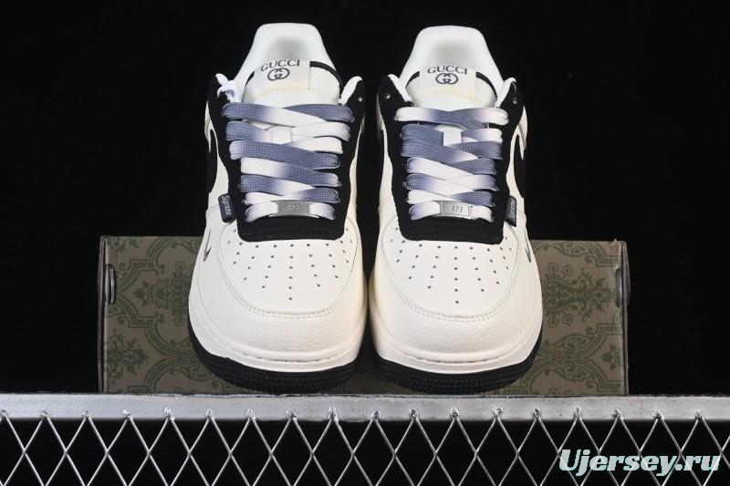 Nike Air Force 1 '07 Low Gucci Collaboration Off-White Black Canvas Hook Low-Top Casual Sneakers - XD2588-605