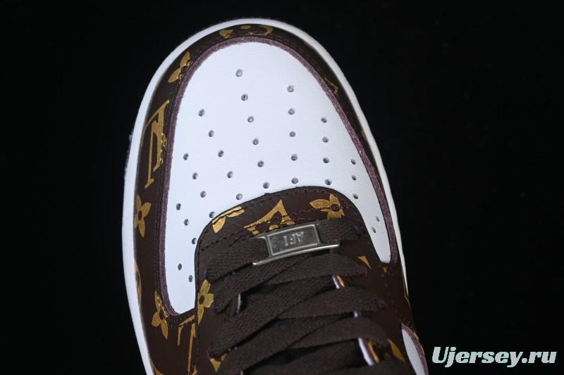 Nike Air Force 1 '07 Low LV Collaboration Classic White Brown Casual Sneakers - CZ3986-004