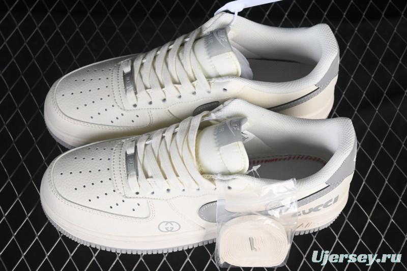 Nike Air Force 1 '07 Low Gucci Collaboration Ghost Face Beige Gray Casual Sneakers - QW5836-024
