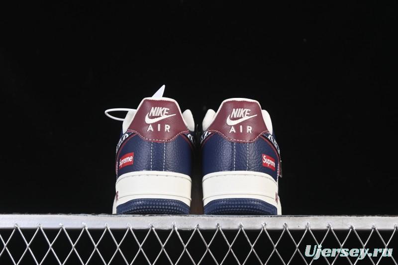 Nike Air Force 1 '07 Low Supreme Collaboration White Blue Wine Red Casual Sneakers - YF9511-801