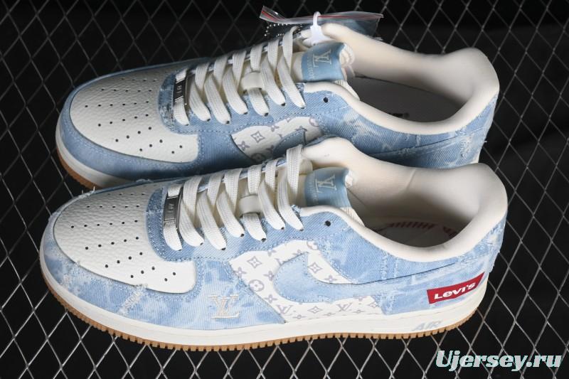 Nike Air Force 1 '07 Low Levi's White Light Blue Casual Sneakers - YF9511-814