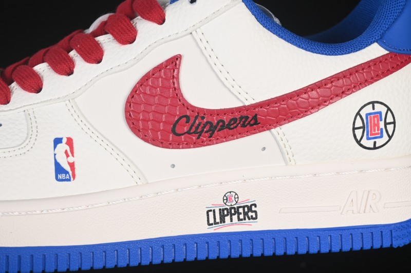Nike Air Force 1 '07 Low NBA Collaboration Clippers Blue Red Casual Sneakers - QW5606-274