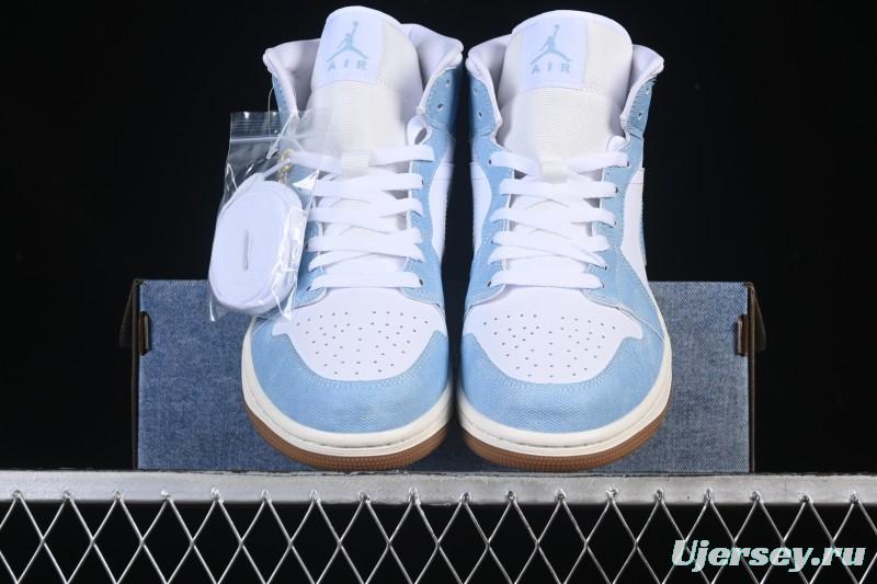 Nike Air Jordan 1 Mid Retro Denim Blue Casual Sneakers - HQ2005-100
