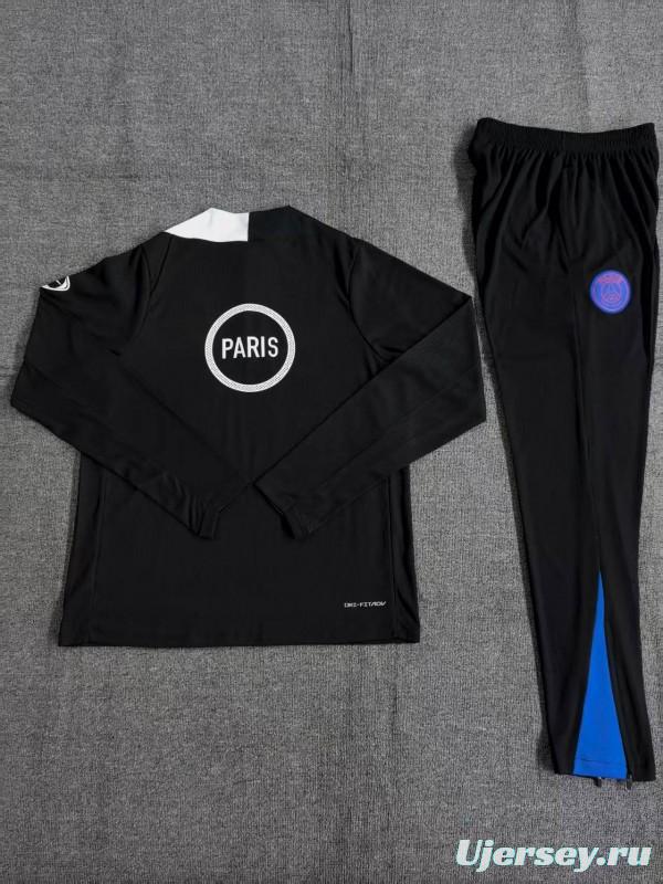 Player Version 25/26 Kids PSG Black T90 Half Zipper Jacket+Long Pants