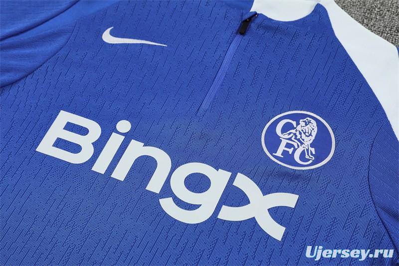 Player Version 25/26 Chelsea Color Blue T90 Half Zipper Jacket+Long Pants