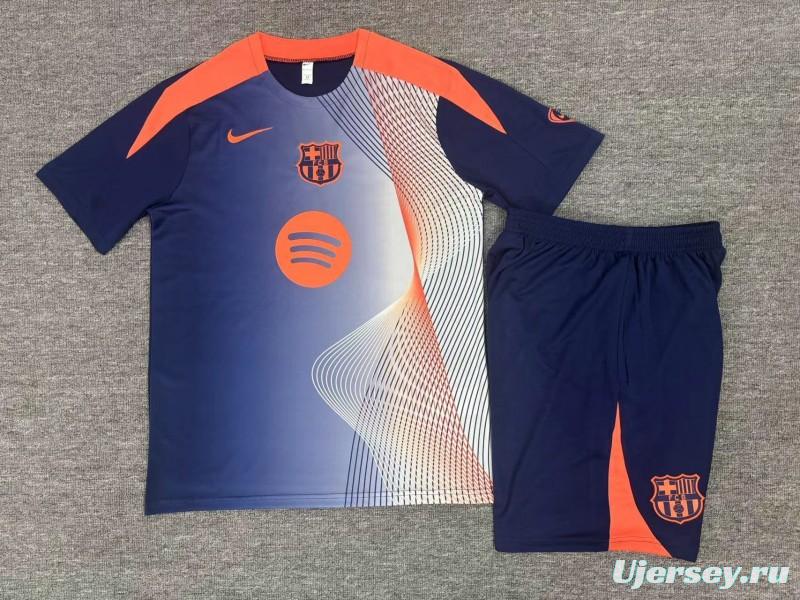 25/26 Kids Barcelona Royal Blue Camouflage T90 Short Sleeve Jersey+Shorts