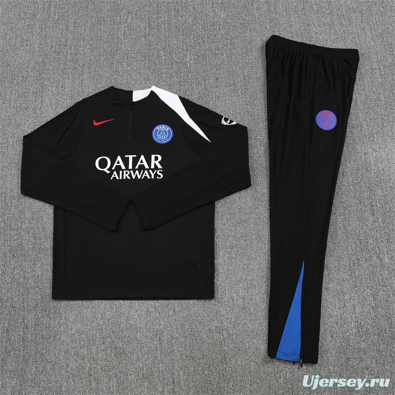 Player Version 25/26 PSG Black T90 Half Zipper Jacket+Long Pants