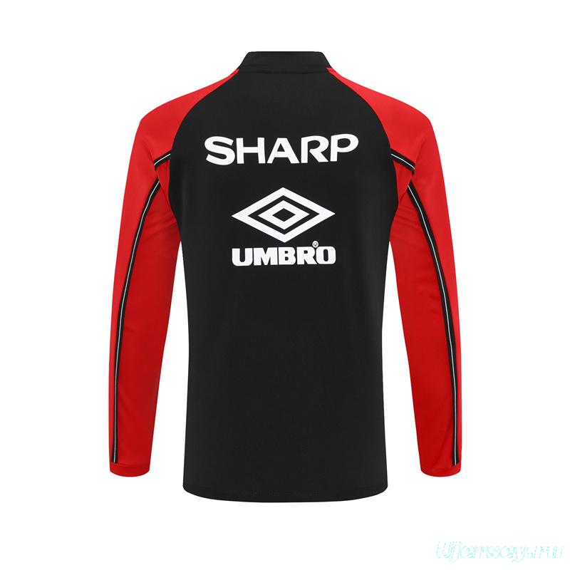 Retro 98/99 Manchester United Black Half Zipper Jacket