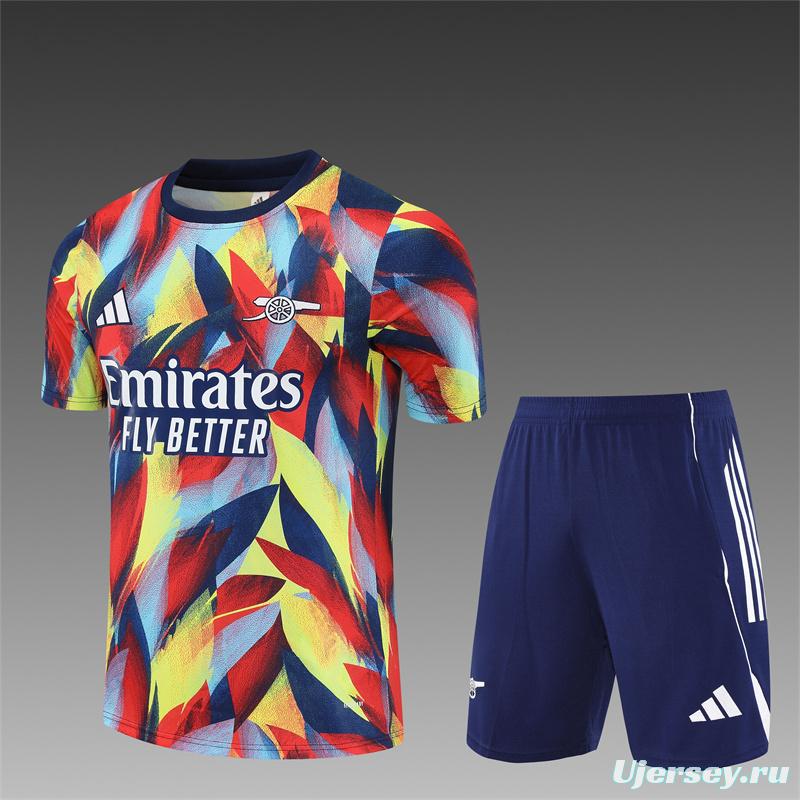 25/26 Arsenal Yellow Red Camouflage Short Sleeve Jersey+Shorts With XS