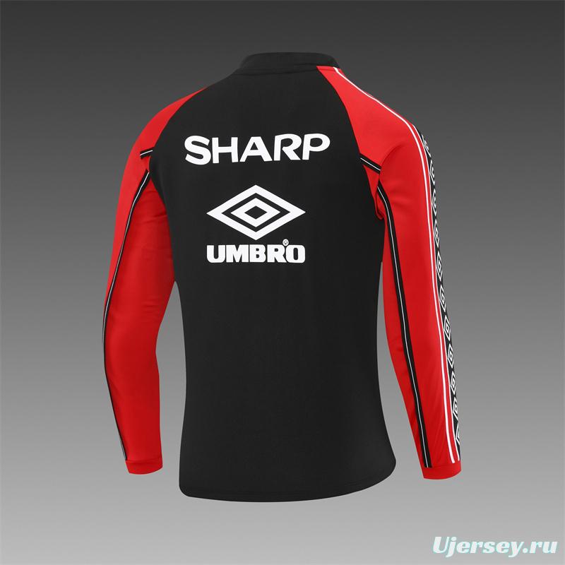 Retro 98/99 Manchester United Black Half Zipper Jacket