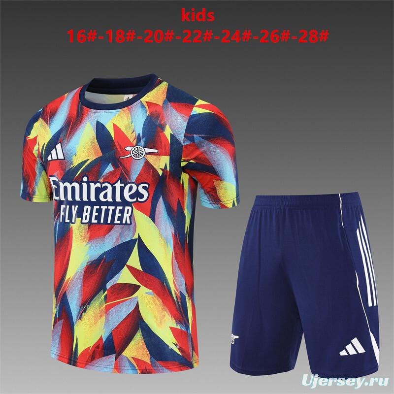 25/26 Kids Arsenal Yellow Red Camouflage Short Sleeve Jersey+Shorts