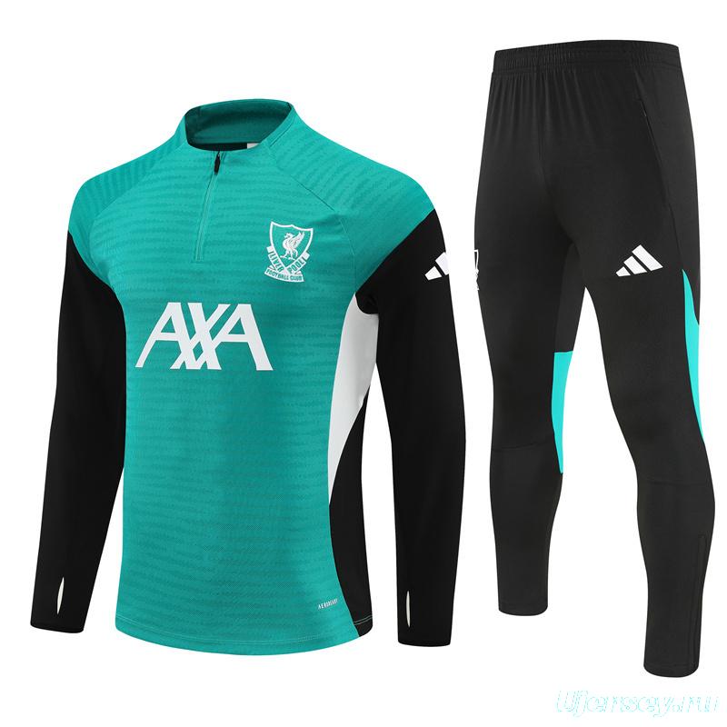 Player Version 25/26 Liverpool Green AD on Both Sleeves Half Zipper Jacket+Long Pants