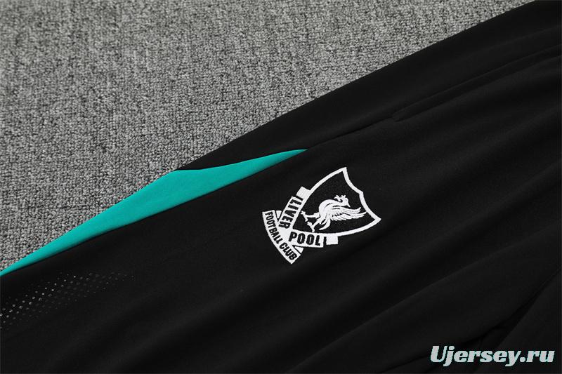 Player Version 25/26 Liverpool Green AD on Both Sleeves Half Zipper Jacket+Long Pants
