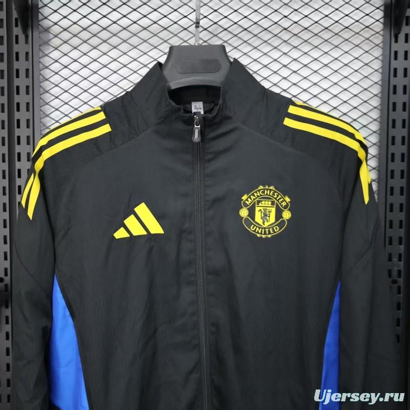 25/26 Manchester United Black Windbreaker (with Inner Lining)