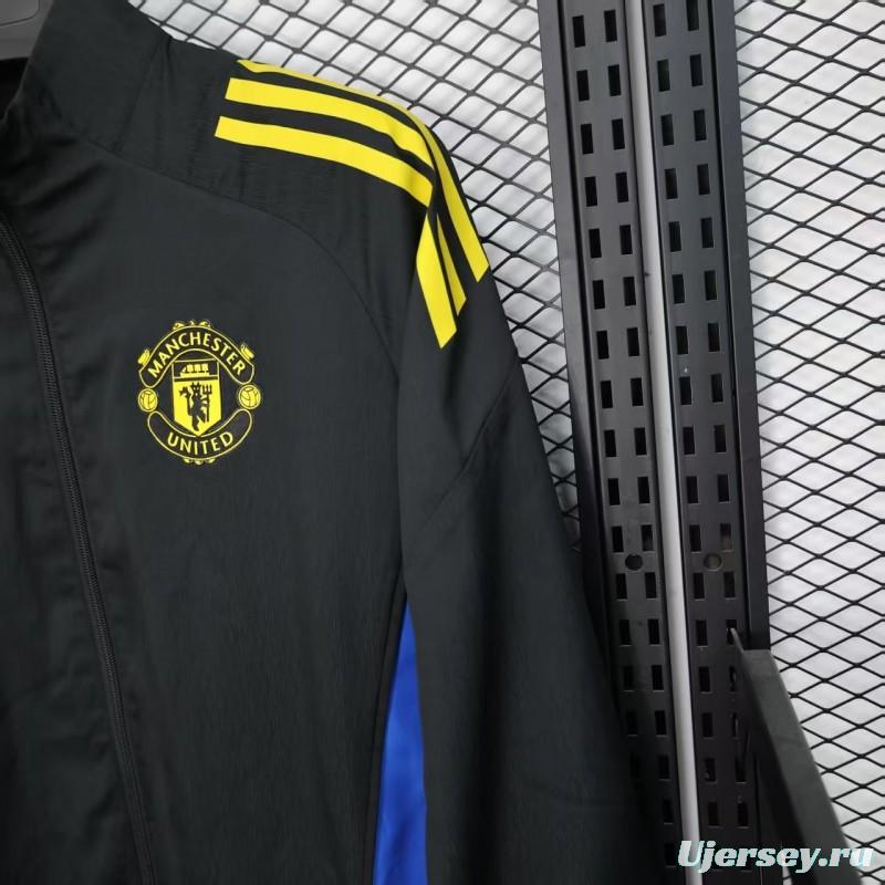 25/26 Manchester United Black Windbreaker (with Inner Lining)
