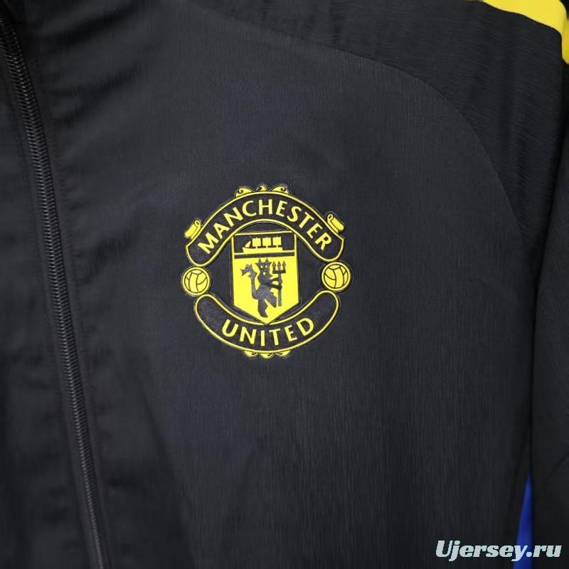 25/26 Manchester United Black Windbreaker (with Inner Lining)