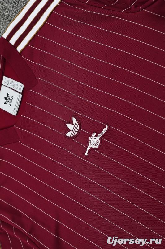 25/26 Arsenal Adidas Original Wine Short Sleeve Jersey+Shorts