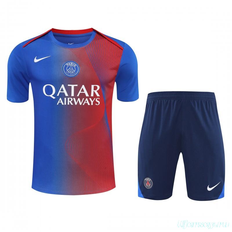25/26 PSG Red/Blue Short Sleeve Jersey+Shorts