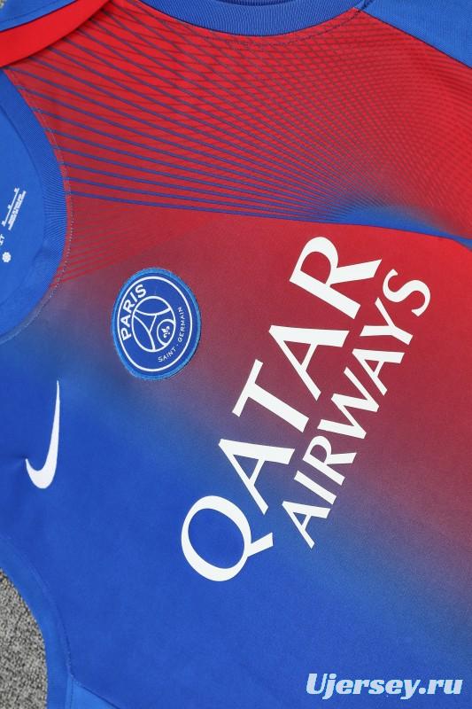 25/26 PSG Red/Blue Vest Jersey+Shorts