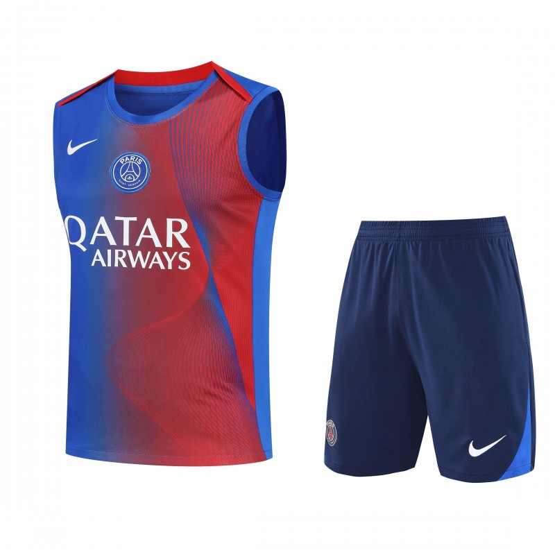 25/26 PSG Red/Blue Vest Jersey+Shorts
