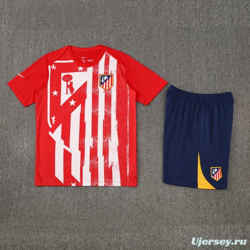 25/26 Atletico Madrid Red/White Stripe Short Sleeve+Shorts