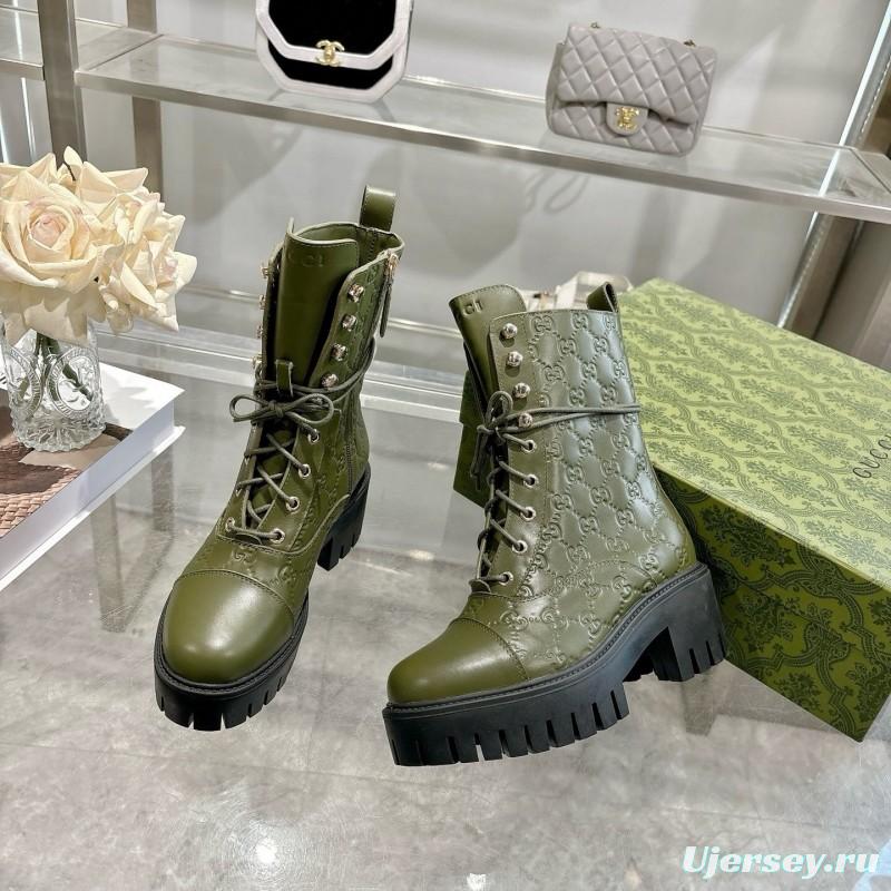 Gucci GG Lace-Up Ankle Boots in Calfskin - LY00380