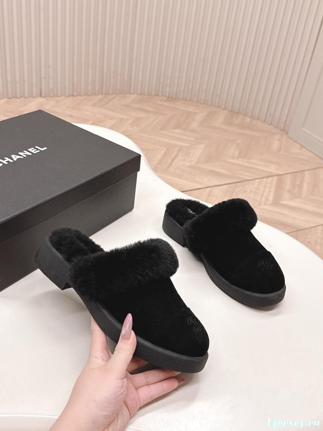 Chanel 2025/SS Fall Winter New Fur Slippers Half-Drag - KFY00310