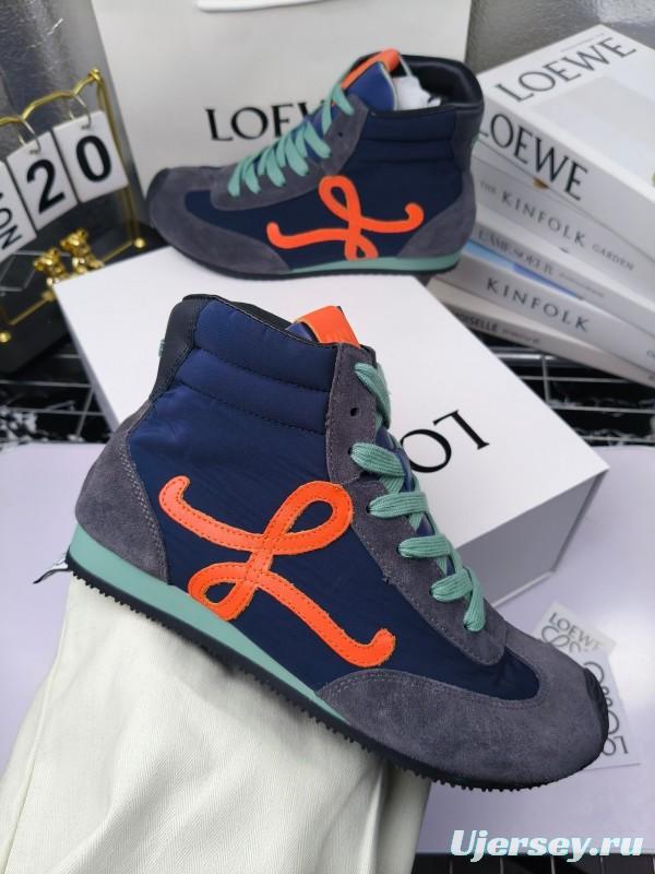 LOEWE High-Top German Training Sneakers Retro Fashion Casual White Shoes - LY00330