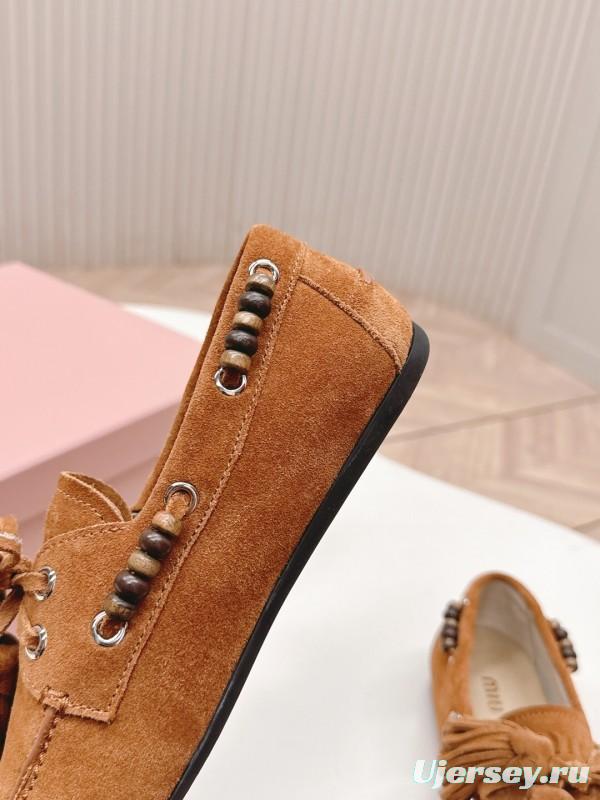 Miu Miu Fall/Winter 2025 Tassel Loafer Mule with Beaded Accents - LY00330