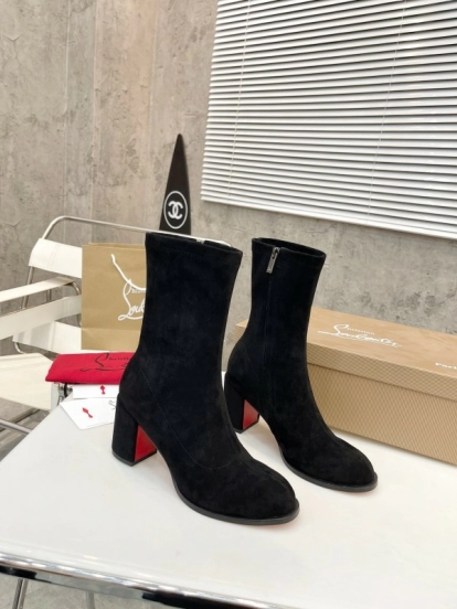 Christian Louboutin 2025/SS Chunky Heel Elastic Ankle Boots - LY00300