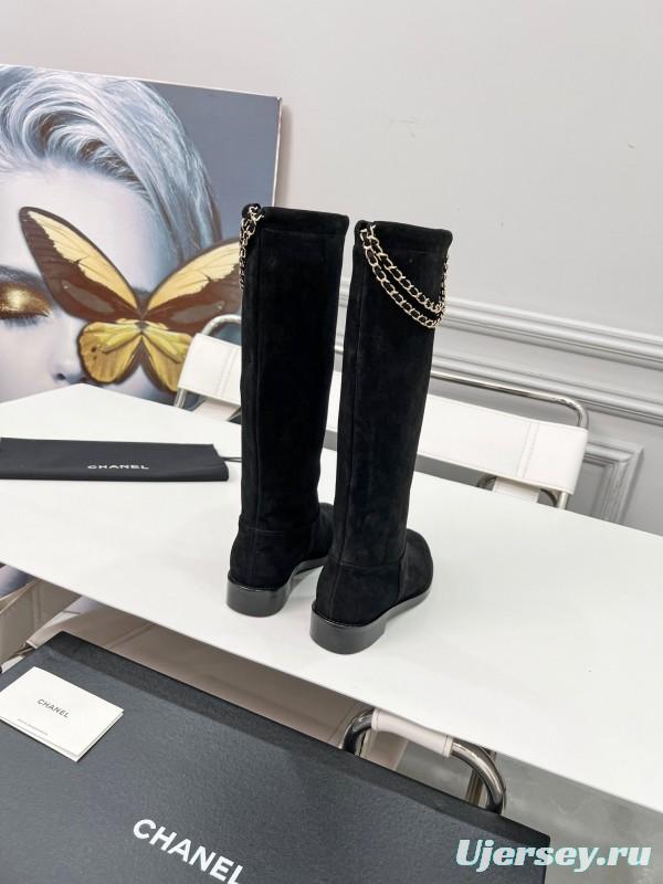 Chanel 2025 SS Quilted Leather Chain CC Logo Flat Ankle Boots - LY00510