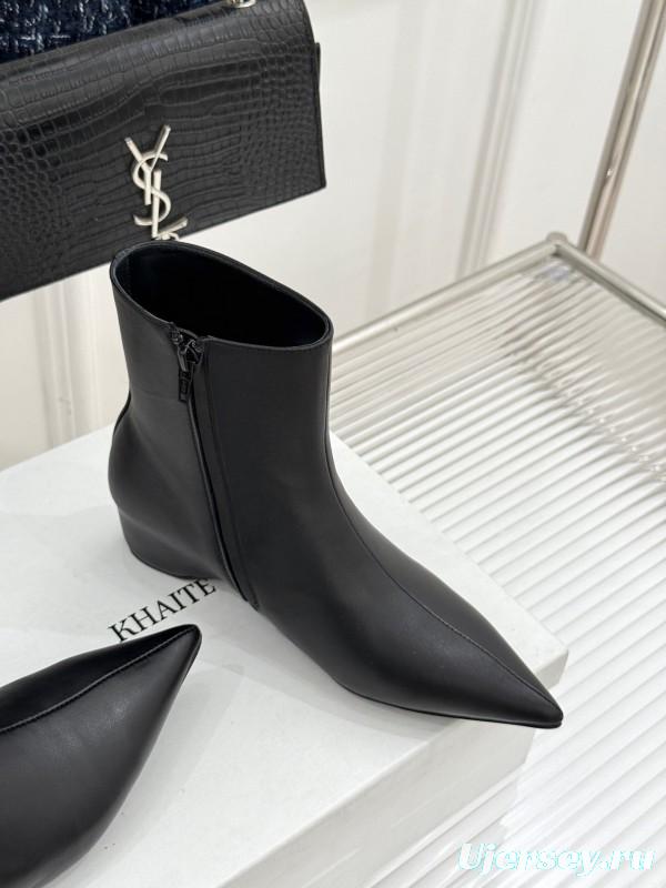 Khaite Retro Pointed Toe Height Increasing Ankle Boots - KFY00390