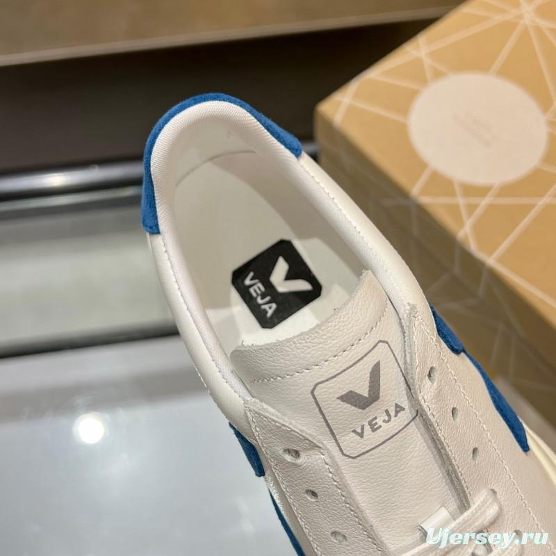 VEJA Classic White Sneakers V Logo Lace-Up Retro Flat Platform Casual Sports Shoes - LY00220