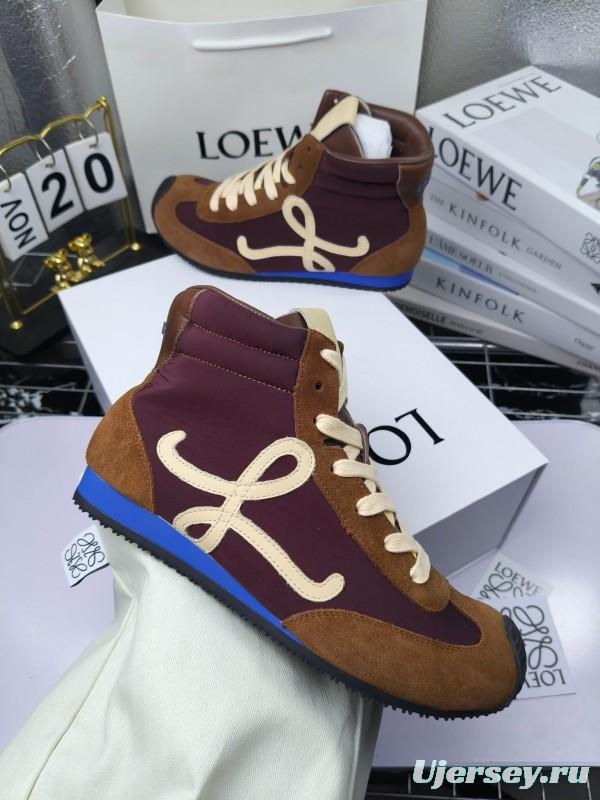 LOEWE High-Top German Training Sneakers Retro Fashion Casual White Shoes - LY00330