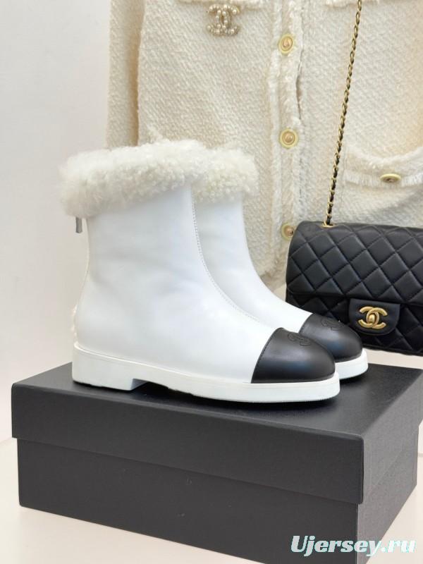 Chanel 25K Series Two-Tone CC Fur Snow Boots - KFY00300
