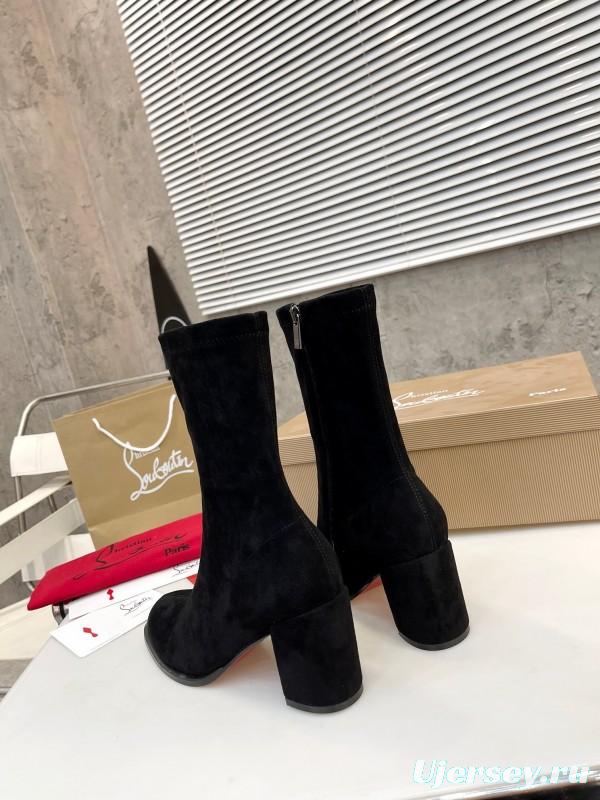 Christian Louboutin 2025/SS Chunky Heel Elastic Ankle Boots - LY00300