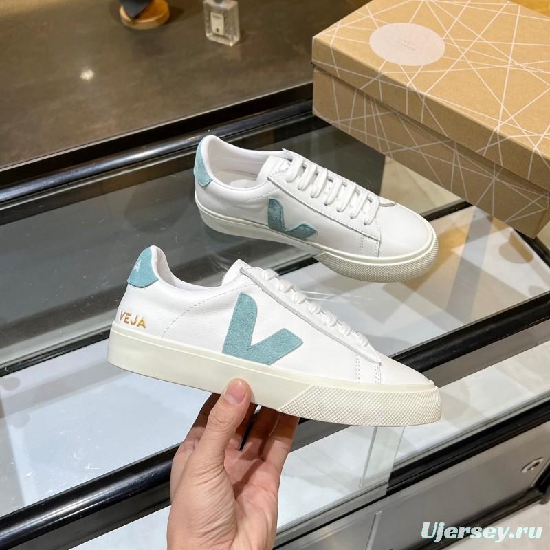 VEJA Classic White Sneakers V Logo Lace-Up Retro Flat Platform Casual Sports Shoes - LY00220