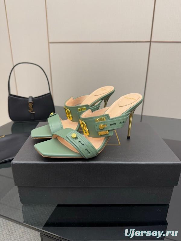 Balmain 2025 SS Metal Heel High Heel Sandals - KFY00320