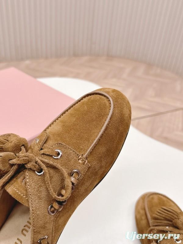 Miu Miu Fall Winter 2025 Tassel Loafer Mule with Beaded Accents - LY00320