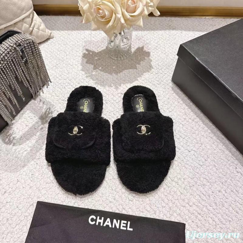 Chanel 2025/SS Slingback Lock Buckle Butterfly Fur Slippers - LY00250