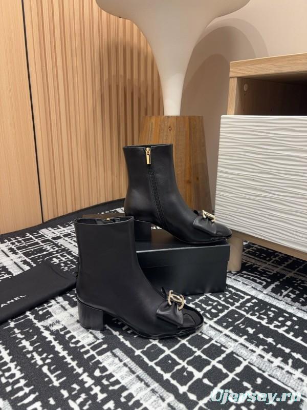 Chanel 2025 SS Bow CC Crystal Buckle Ankle Boots - LY00340/LY00350