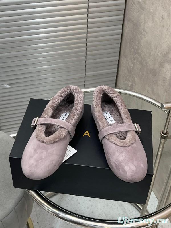 Alaia Fall/Winter 2025 Wool Mary Jane Ballet Flats - KFY00310