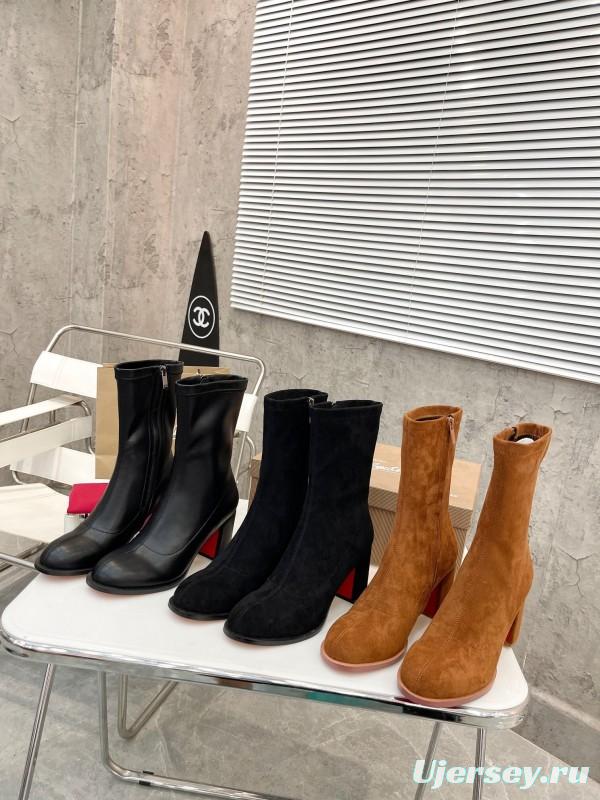 Christian Louboutin 2025/SS Chunky Heel Elastic Ankle Boots - LY00300